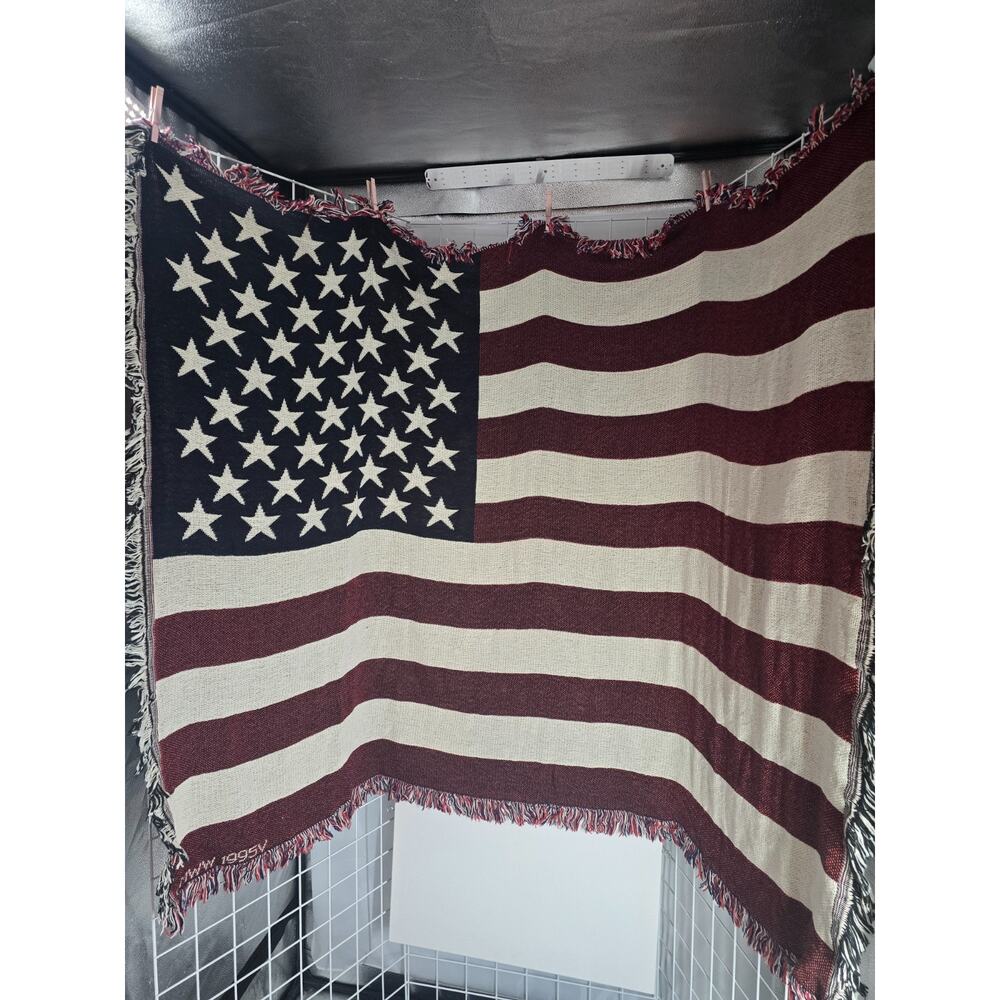 54 x 79 Woven American Flag Throw Blanket New Non-Smoke Home